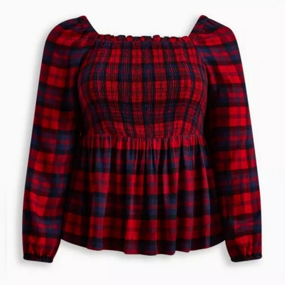 Torrid Brushed Rayon Acrylic Smocked Top - Picture 8 of 9